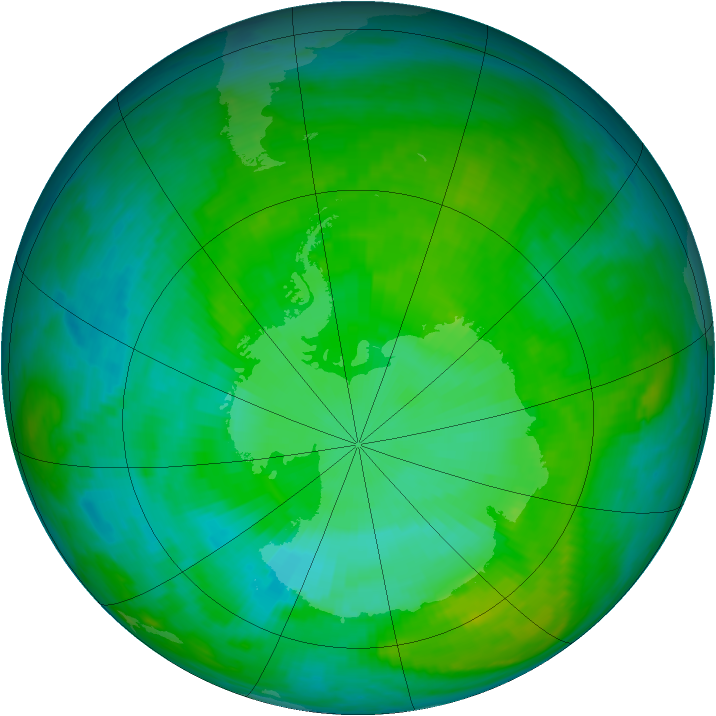 Antarctic ozone map for 12 January 1984